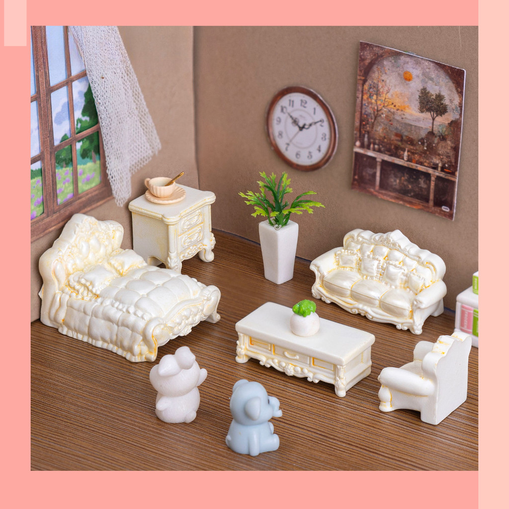 [จิน] เฟอร์นิเจอร์สไตล์บาร็อคสร้างสรรค์โมเดลขนาดเล็กภูมิทัศน์ไมโครมินิเดสก์ท็อปเรซิ่นเครื่องประดับขนาดเล็ก