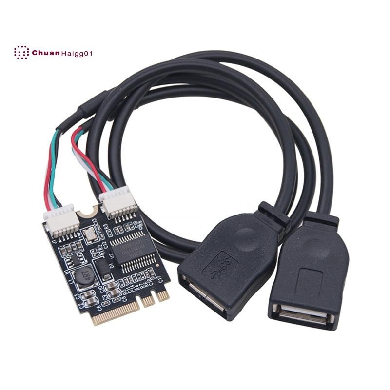 M.2 ถึง USB Riser Card 480Mbps M.2 KEY A+E ถึง Dual Port USB2.0 การ์ดขยายพร้อมสายเคเบิล Riser สําหรั