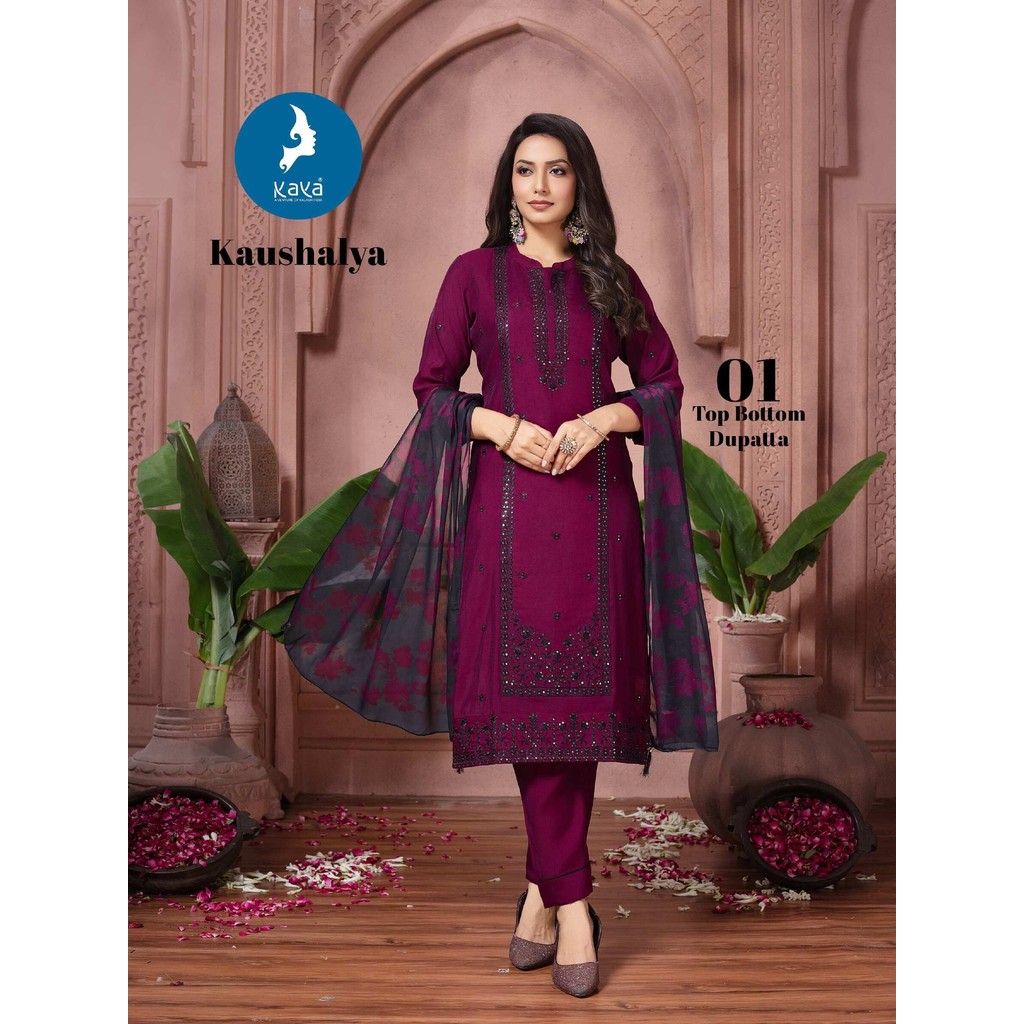 KAUSHALYA โดย KAAYA DESIGNER WORK ROMAN SILK TOP พร้อม BOTTOM และ DUPATTA