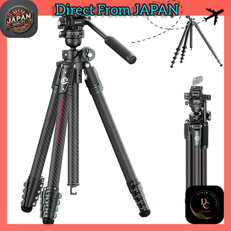 Ulanzi JJ06 Carbon Tripod Travel Tripod 187CM Uka Quick Release Video Camera Tripod 360° Panorama He