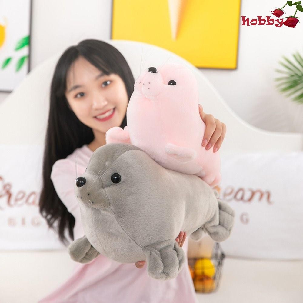 HOBBY Seal ตุ๊กตาตุ๊กตา, สัตว์หมอน Fluffy Seal Plush ตุ๊กตาของเล่น, Casual น่ารักขนสัตว์ Soft Sea Li