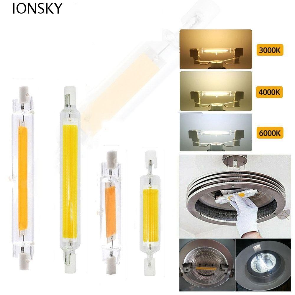 หลอดโคมไฟ IONSKY R7S, หลอดไฟหลอด COB หรี่แสงได้, Small 360 Glow 110v/220v Home