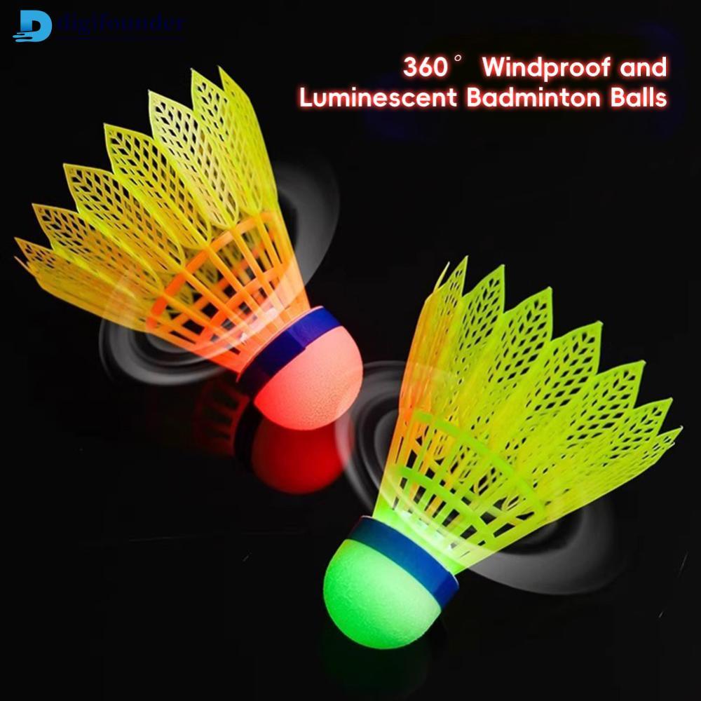 DIGIFOUNDER 3PCS LED Light Up ลูกแบดมินตัน Windproof ทนทาน High-Elasticity Nylon Balls Night Outdoor