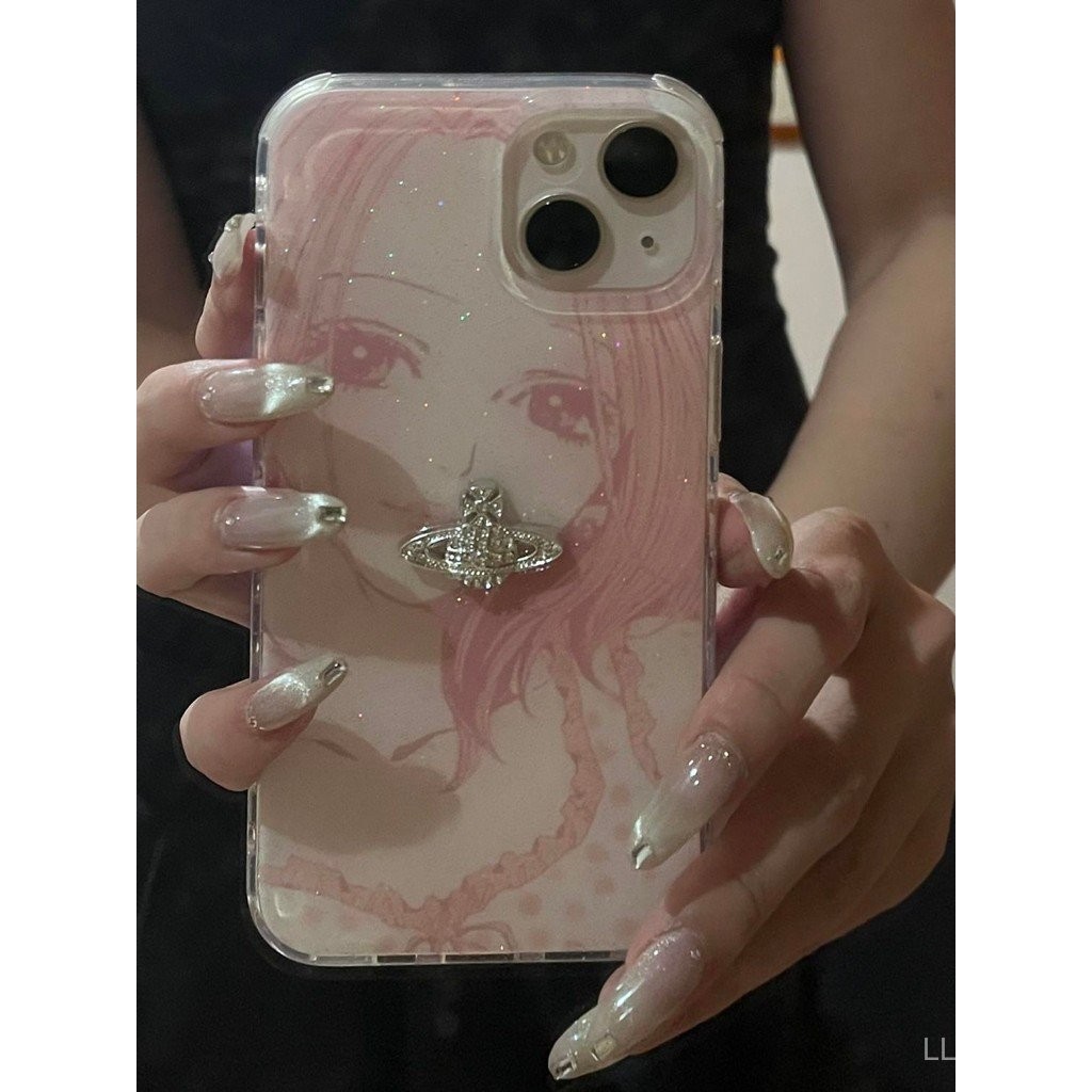 เคสโทรศัพท์ เหมาะสําหรับ iPhone 7 8 X XS XR XSMAX 11 12 13 14 15 16 17 Pro max Plus Air Pink Hair Planet Girl Shock-proof เคสป้องกันรวมทุกอย่างกรณี CJCG