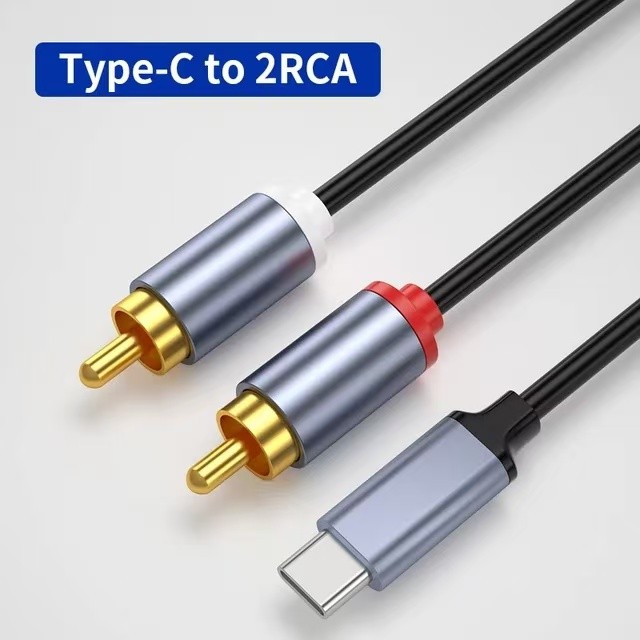 1M/2M/3M Type-C RCA Male-To-Male Y Splitter - ปลั๊กอะแดปเตอร์แจ็ค USB C ถึง 2RCA ชายสําหรับลําโพงสเต
