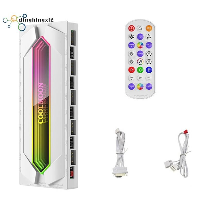 22 in 1 ARGB PWM Controller Hub ARGB ตัวควบคุมแบบอะซิงโครนัส PWM Fan Hub Splitter สีขาว