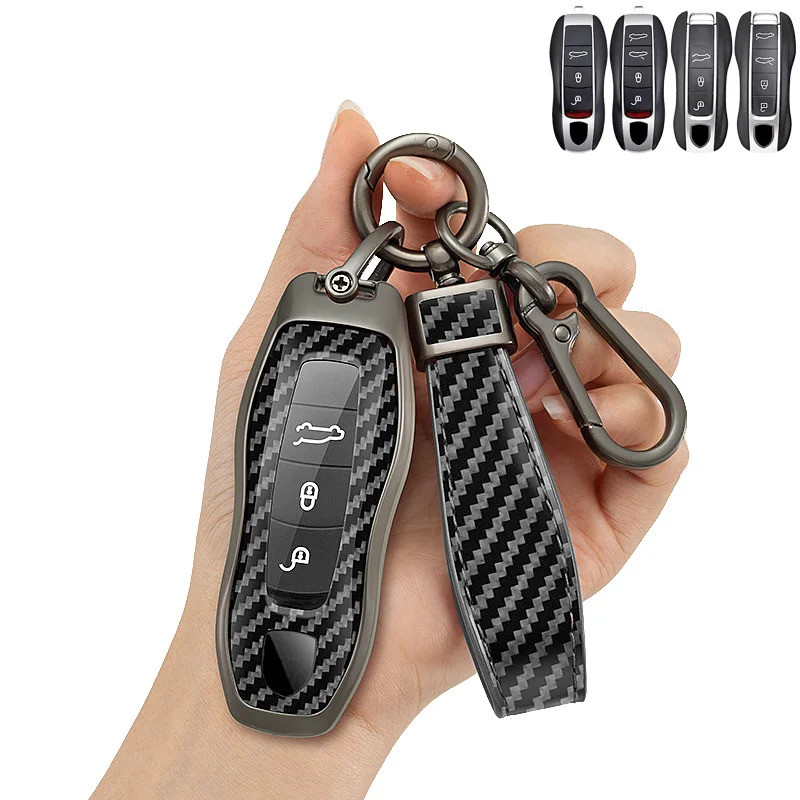 สังกะสี + PU หนังกุญแจรถ Fob สําหรับ Porsche Cayenne 911 996 Macan Panamera Boxster 986 987 981 Caym
