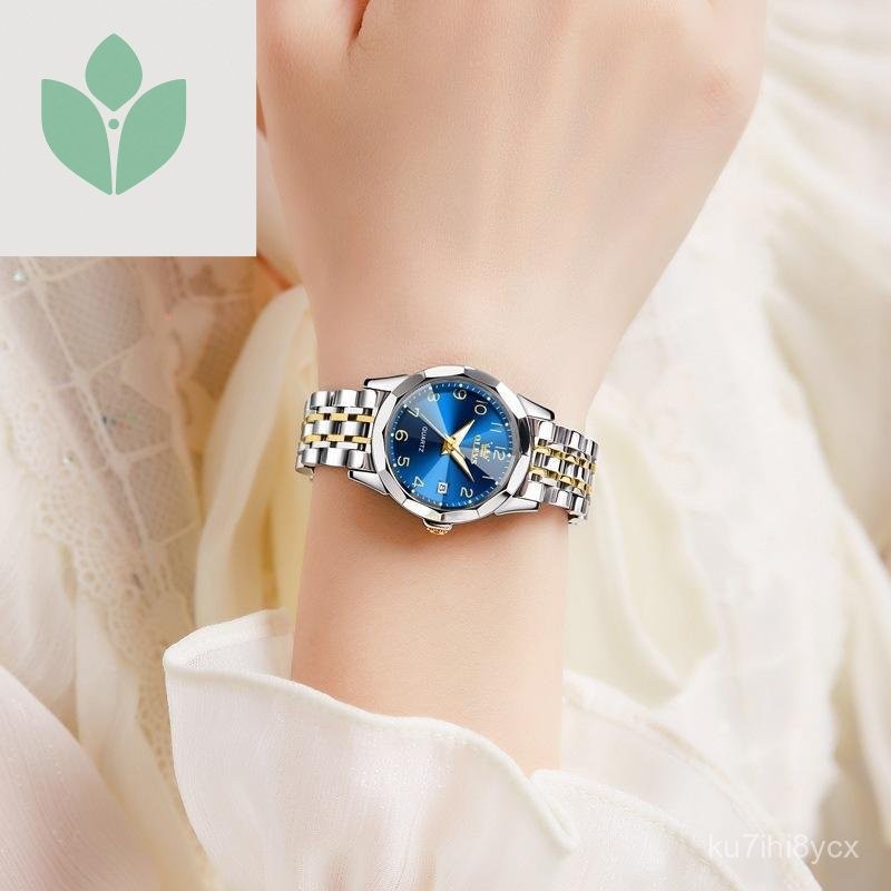 นาฬิกา Oris นาฬิกาควอตซ์ปฏิทินคู่ นาฬิกากันน้ำสำหรับผู้หญิง นาฬิกาผู้หญิง XYMU