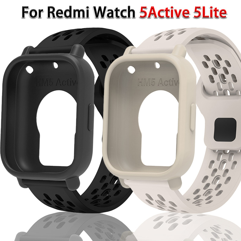 เคสซิลิโคน + สายรัดสําหรับ Redmi Watch 5 Active Soft Sport Breathable Band สายรัดข้อมือสําหรับ Redmi Watch 5 Lite ฝาครอบป้องกันสร้อยข้อมืออุปกรณ์เสริม