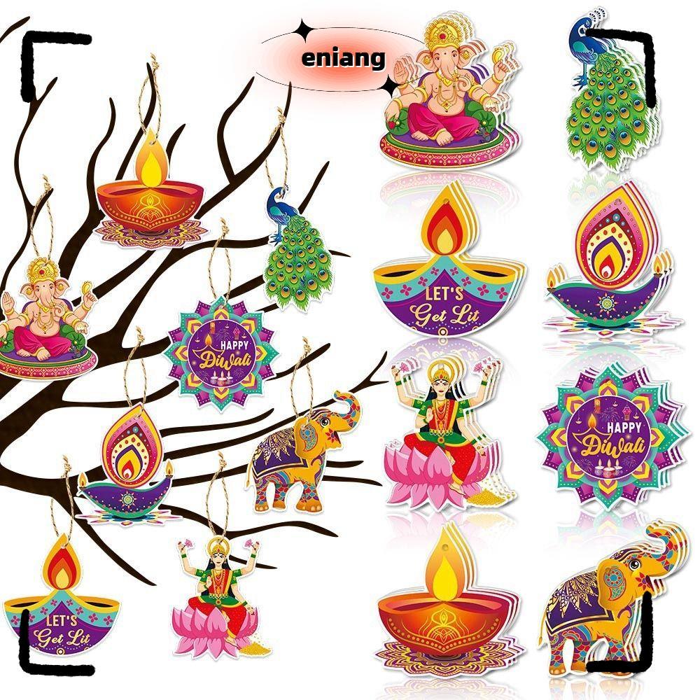 ENIANG Diwali แขวนประตูจี้, DIY กระดาษ Diwali แขวนเครื่องประดับ, Happy Diwali Wall ตกแต่งรายการตกแต่
