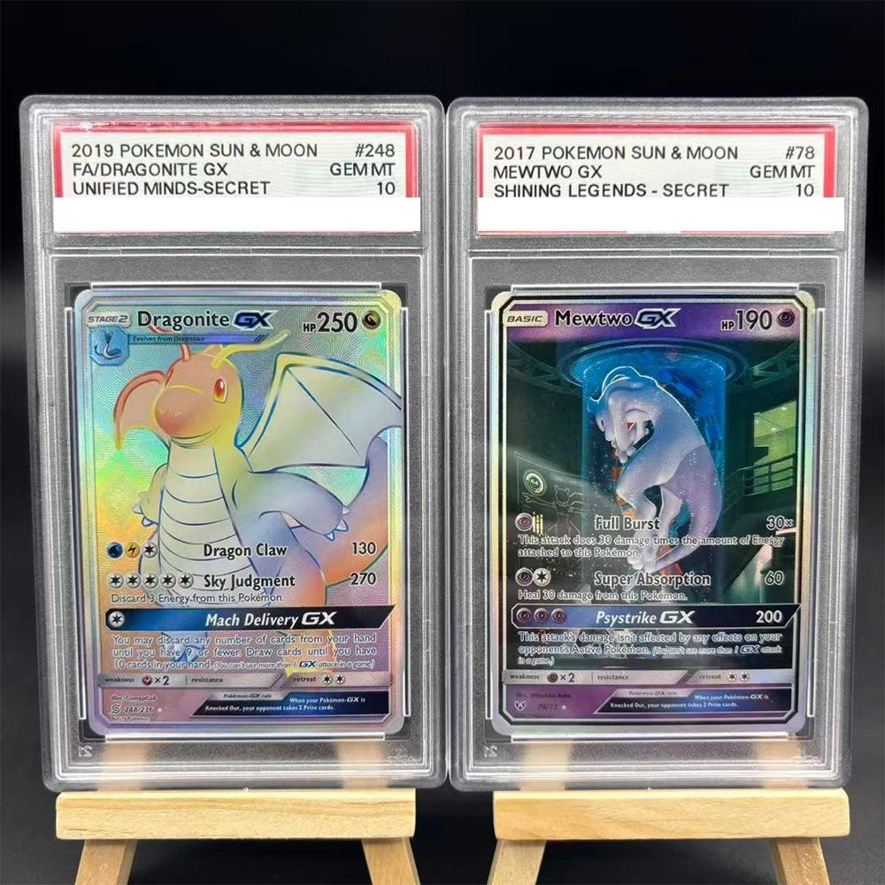 PSA10 DIY PTCG คอลเลกชันการ์ด Rating การ์ด FA/DRAGONITE GX MEWTWO GX คัดลอก 10 จุด Rating การ์ดอะนิเ