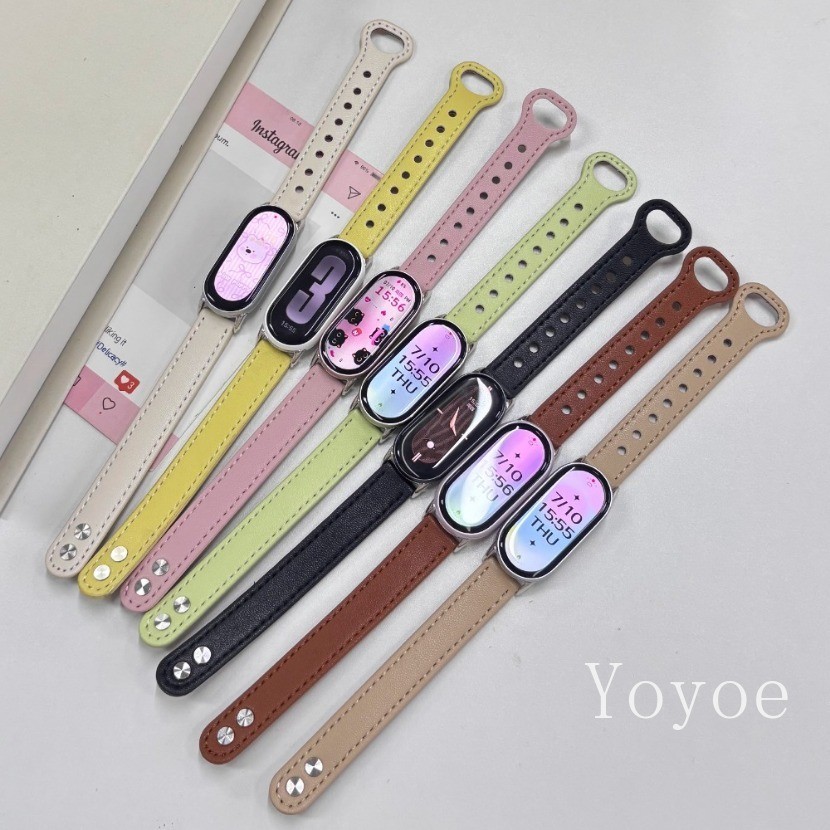 สายนาฬิกาหนังสําหรับ เสี่ยวหมี่ วงดนตรี 10 8 9 รุ่นเซรามิกสร้อยข้อมือสายรัดข้อมือสําหรับ 7 6 5 4 3 สายนาฬิกา เอ็นเอฟซี