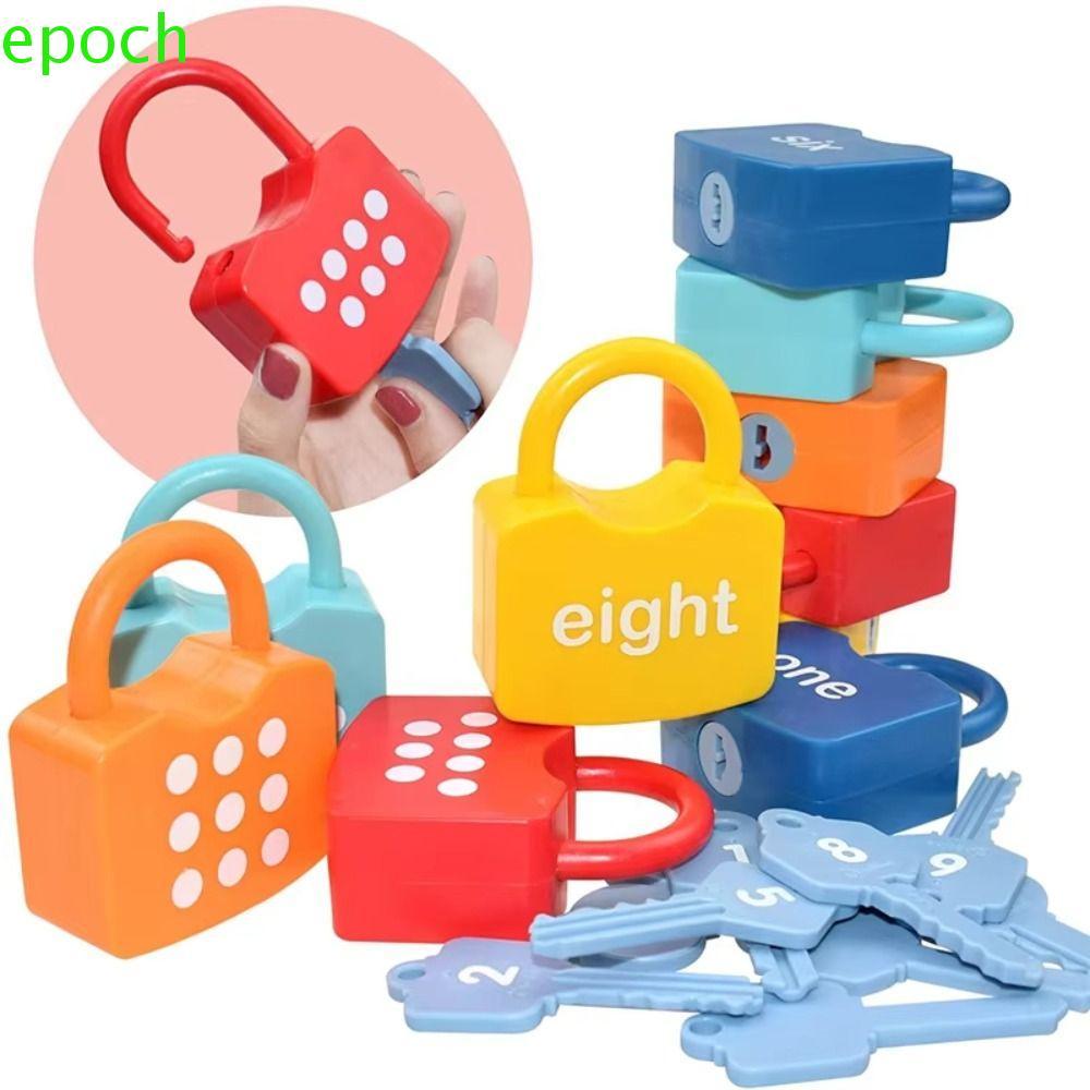 EPOCH Number Lock Key Toys, Math Count ปลดล็อค Key Early Educational Toys, ของขวัญสําหรับเด็ก Word ค