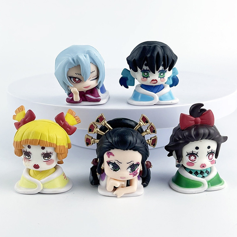 New Product # 5Pcs/Set 4-5cm Anime Demon Slayer Geisha Kamado Tanjirou Nezuko Agatsuma Zenitsu Inosu