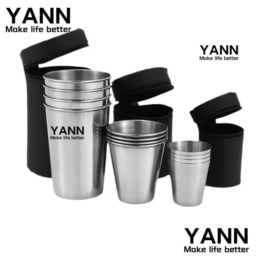 YANN 4 ชิ้นถ้วยแคมป์ปิ้ง, 30 ml/70 ml/170 ml Mini Whisky แก้วไวน์, Travel สแตนเลสพร้อมแก้วเบียร์ Drinkware