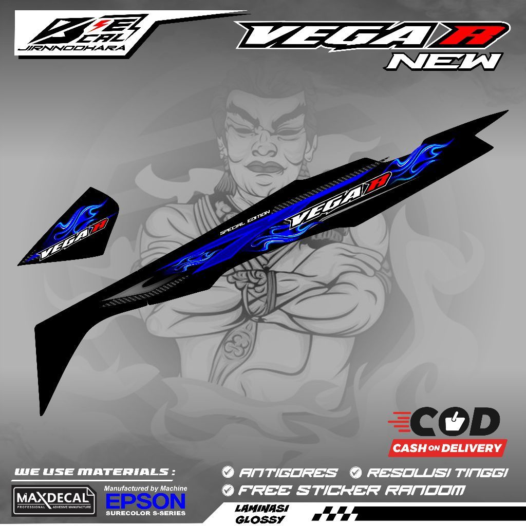 Yamaha Vega R New Fire Mix Carbon Motif Striping Sticker Variation