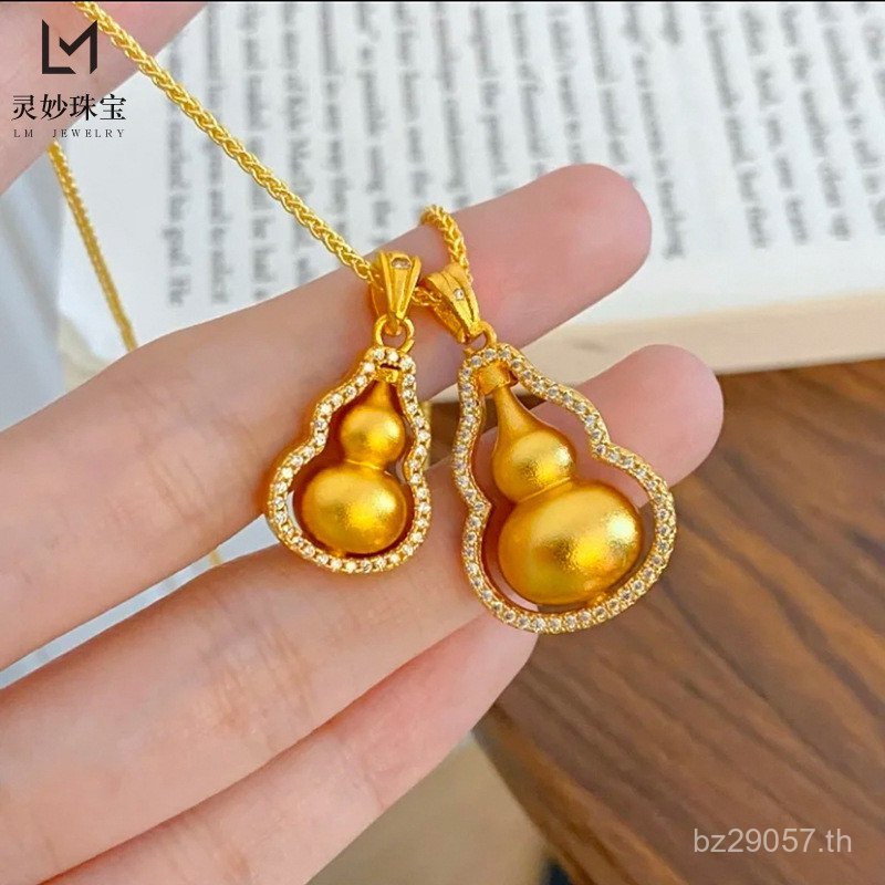 หมุนได้ส่งแฟนเพชรร้านทองจี้มะระคู่สไตล์เดียวกัน Ruyi ทรายทอง Clavicle Chain All-Match Fulu สร้อยคอ 3