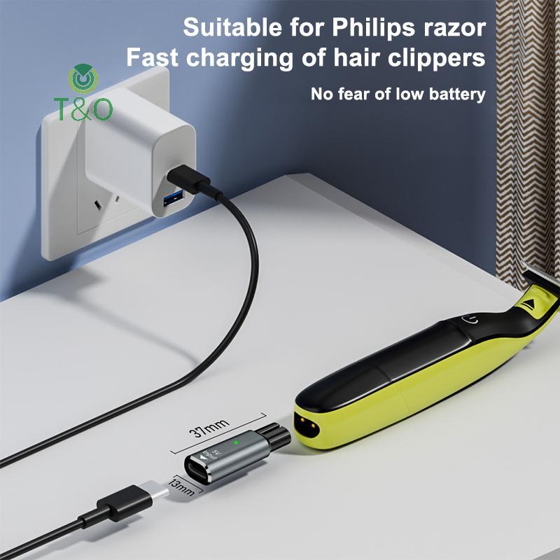 T & O 1 ชิ้น Charger Converter 5 โวลต์ Type-C เครื่องโกนหนวดอะแดปเตอร์สําหรับ Philips Onede QP2724 Q
