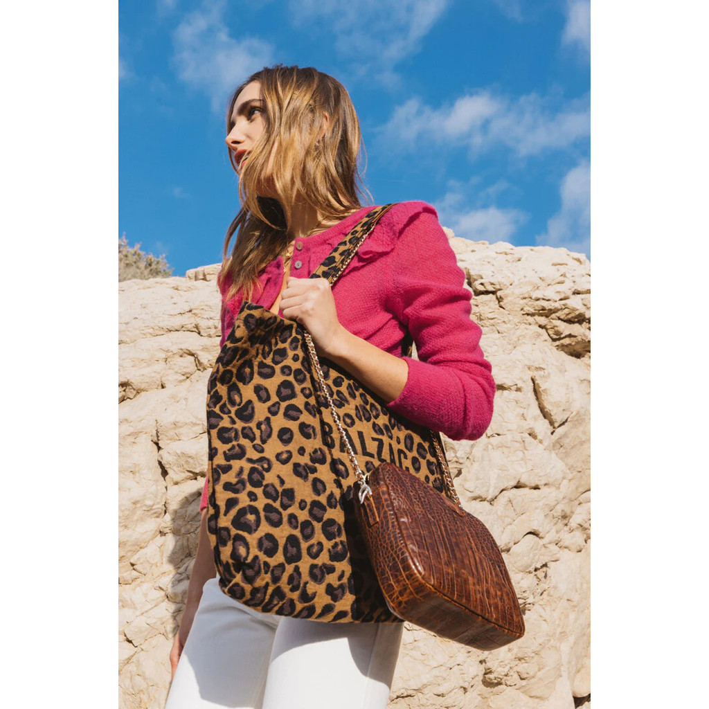 Daigou BALZAC Retro LEOPARD พิมพ์ Tote BAG กระเป๋าสะพายไหล่กระเป๋าช้อปปิ้ง LEOPARD BAG