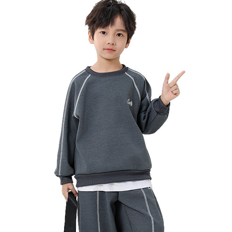 ฤดูใบไม้ร่วงฤดูหนาวเด็กขนแกะเสื้อกันหนาวหมวกกางเกงชุด2025ใหม่ชายหญิงกีฬาที่อบอุ่นเสื้อสวมหัววอร์มสองชิ้น - รูปที่ 3