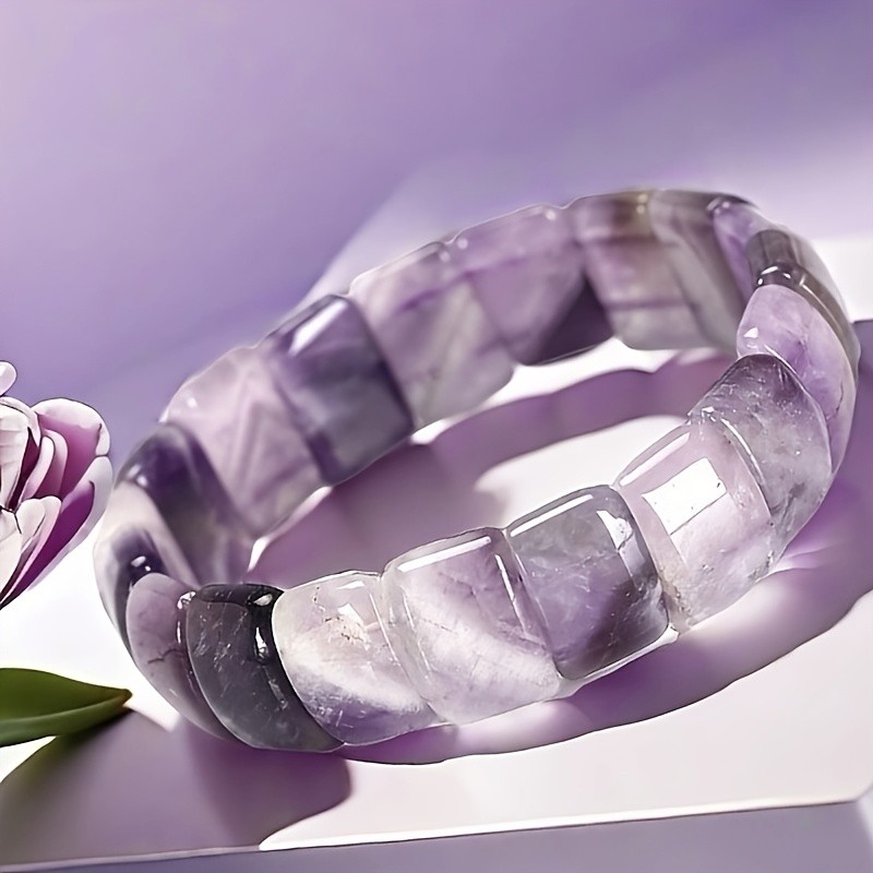 [Boho Chic Amethyst Bracelet] สร้อยข้อมือยืดลูกปัดอเมทิสต์ | Boho Chic Unisex, คริสตัลหินธรรมชาติ, อ