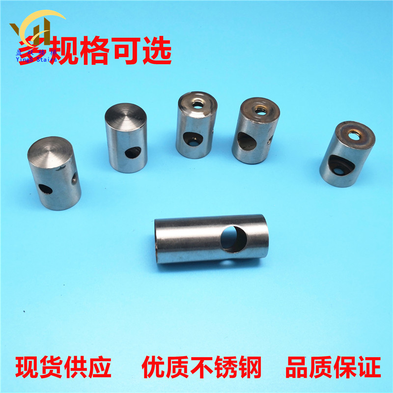 สแตนเลสที่เท้าแขน ราวกั้น คอลัมน์อุปกรณ์เสริมอุปกรณ์ท่อกลมเชื่อมต่อเหล็กกลมอุปกรณ์แก้วฟันคู่เดียว 3H