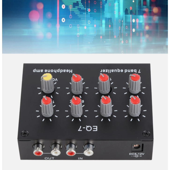 7 Band Sound Equalizer เอาต์พุตอินพุต 12dB ปรับเสียงเบสสูง Dual Chann ใหม่
