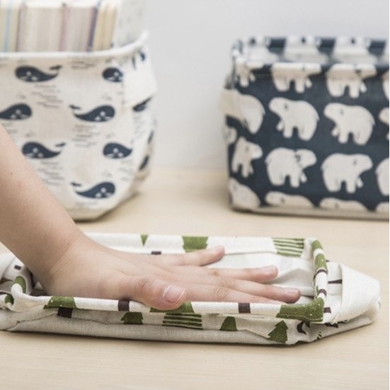 กล่องผ้าอเนกประสงค์ ลายน่ารัก ขนาดเล็ก ตะกร้าอเนกประสงค์ พับได้ กล่องใส่ของ ขนาด 20x16x13 cm. - รูปที่ 2