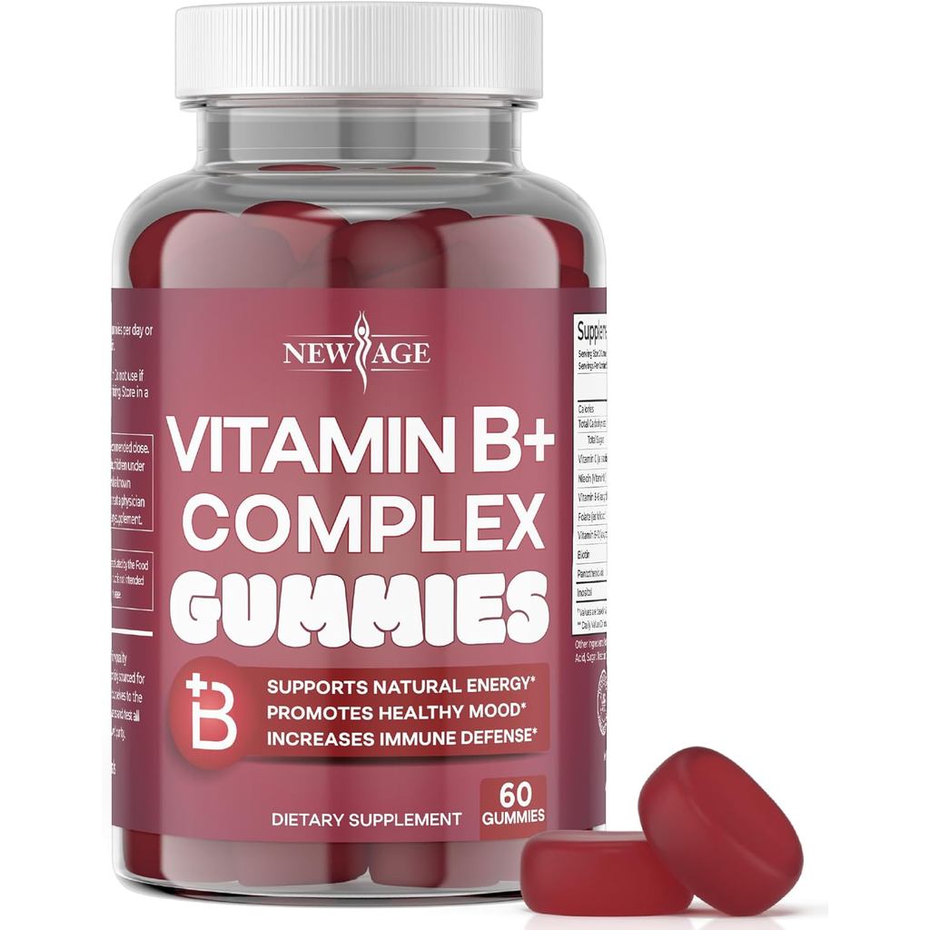 NEW AGE Vitamin B Complex Gummies with Vitamin B3, B5, B6, B7, B9 & B12 – with Biotin, Folic Acid & 