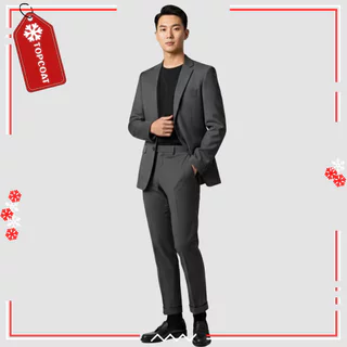 TOPCOAT ชุดสูทสำหรับผู้ชาย 2 กระดุม (Classic set) ซับในทั้งตัว ผ่าหลัง กางเกงขากระบอกเล็ก ขาพับ (1 ชุด) Size : S-4XL