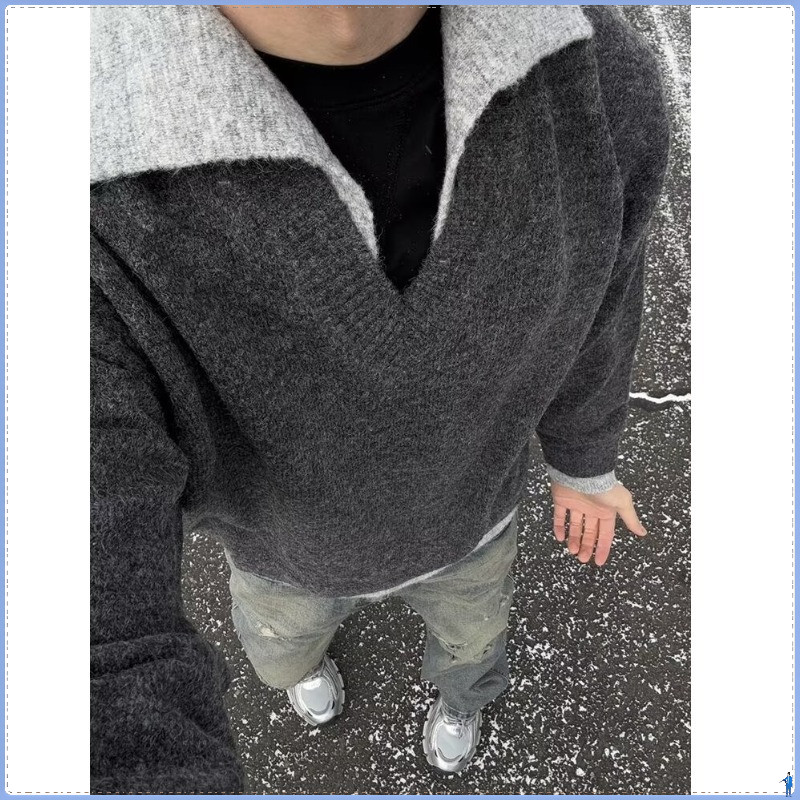 เสื้อไหมพรมคอลูก.Pod สไตล์วินเทจเกาหลี สำหรับทุกเพศ ใส่ได้ง่ายและอบอุ่น