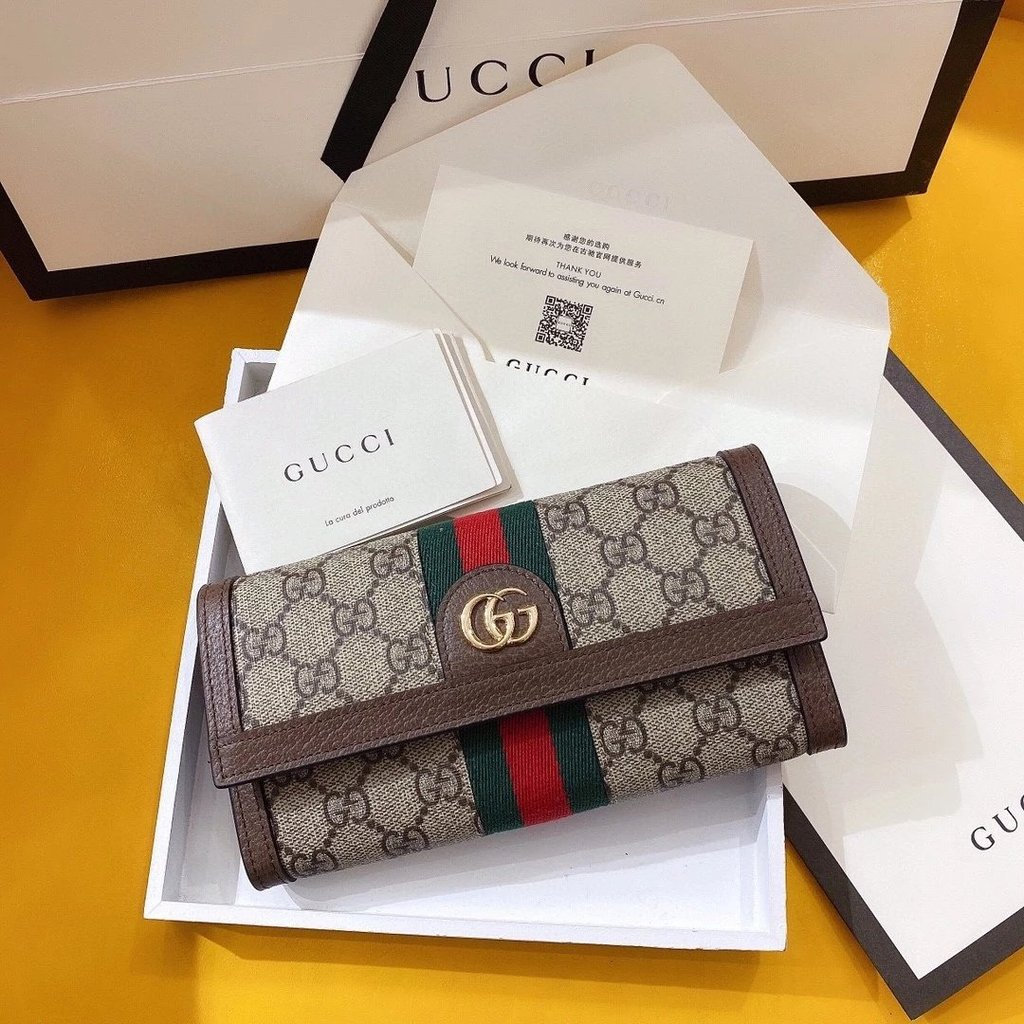 GUCCI GUCCI Long Flap Wallet Casual Portable Messenger Bag O3OE