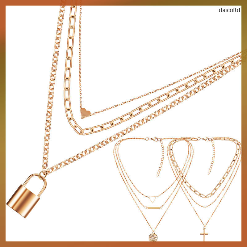 🔧 3 Pcs สร้อยคอผู้หญิง สร้อยคอแบบเลเยอร์ สร้อยคอโลหะ เครื่องประดับเด็กผู้หญิง อุปกรณ์เครื่องประดับ