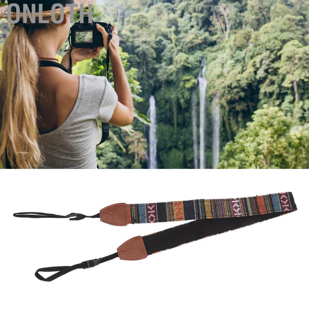 Onloth สายคล้องกล้องสไตล์ชาติพันธุ์วินเทจไหล่คอผ้าใบยืดหยุ่น 40.55in สำหรับ SLP