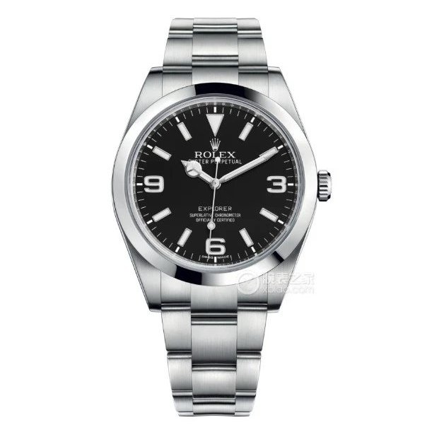 R ROLEX Explorer Type m ขายดี214270Black Disc Mens Watch Classic All-Match Watch 3132 Integrated Mov