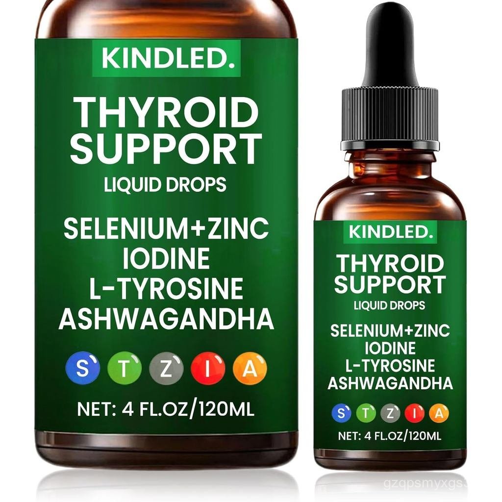หยดการสนับสนุนไทรอยด์แบบจุด | ซีลีเนียมสังกะสีไอโอดีน L-Tyrosine Ashwagandha Liquid Drops, Thyroid B