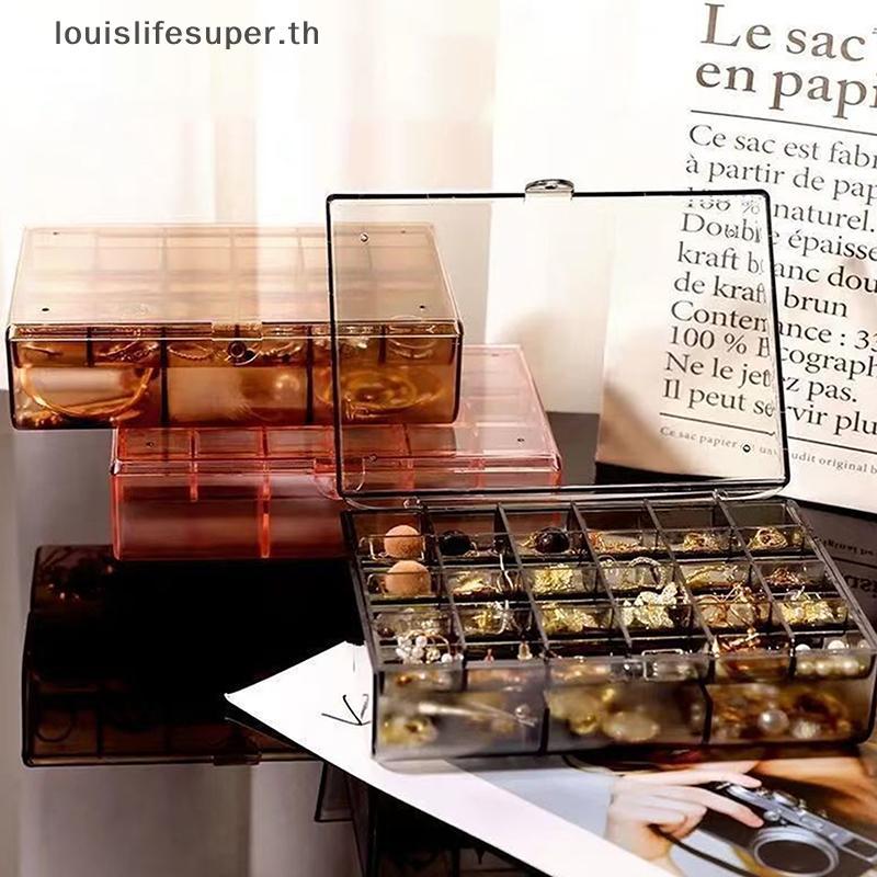 LLS กล่องเครื่องประดับกล่องเก็บเครื่องประดับกันฝุ่นต่างหูต่างหูสร้อยคอชั้นเก็บแบบพกพาหลายช่องยืนแสดง