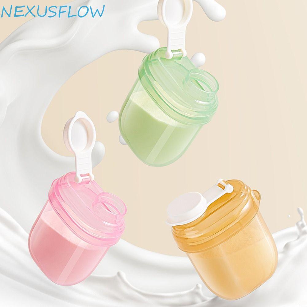 NEXUSFLOW กล่องนมผงเด็ก, กล่องข้าวให้อาหาร นมผง Toddle ภาชนะขนม, โถซีลธัญพืชที่จําเป็นแบบพกพาพร้อมช้