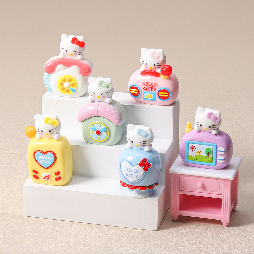 6PCS Cat เฟอร์นิเจอร์โทรศัพท์มือถือ TV 3D เรซิ่น Charms สําหรับ DIY(12-508)