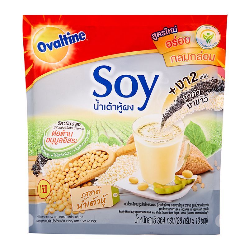โอวัลตินเนเจอร์ซีเล็คท์ซอยย์สูตรผสมงาดำและงาขาว 28ก แพค 13 Ovaltine Soy Sesame 28g X13 [หมายเลขบาร์โค้ด 7612100063835 ]