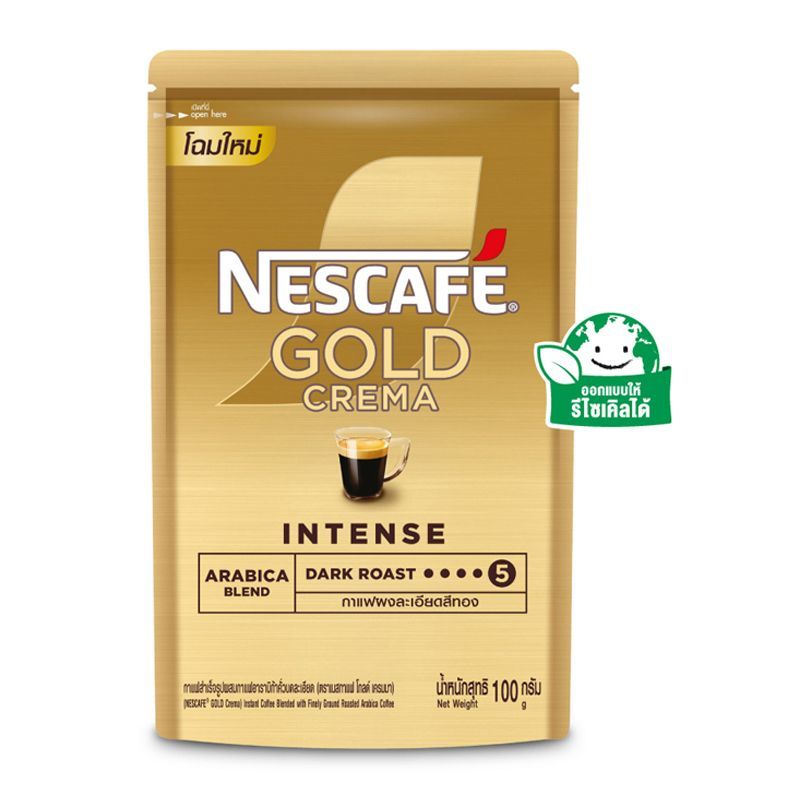เนสกาแฟโกลด์เครมมากาแฟสำเร็จรูปผสมกาแฟคั่วบดละเอียดถุงตั้ง 100ก Nescafe Gold Crema Doy 100g [8850125086999 ]