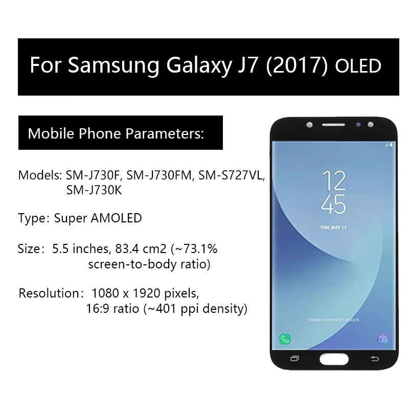 5.5 "Super Amoled LCD สําหรับ Samsung Galaxy J7 Pro j7 2017 จอแสดงผล j730g J730F จอแสดงผล LCD และ To