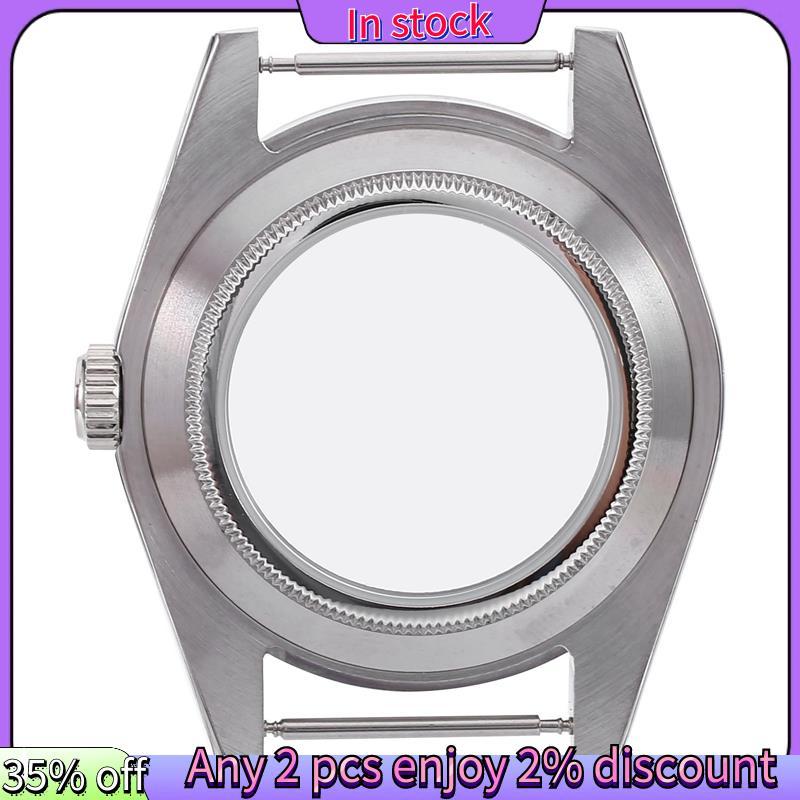 ในสต็อก-39 มม.สแตนเลสขัดกรณี Sapphire Glass Fit NH35/NH35A NH36/NH35A การเคลื่อนไหว,โปร่งใสปกหลัง