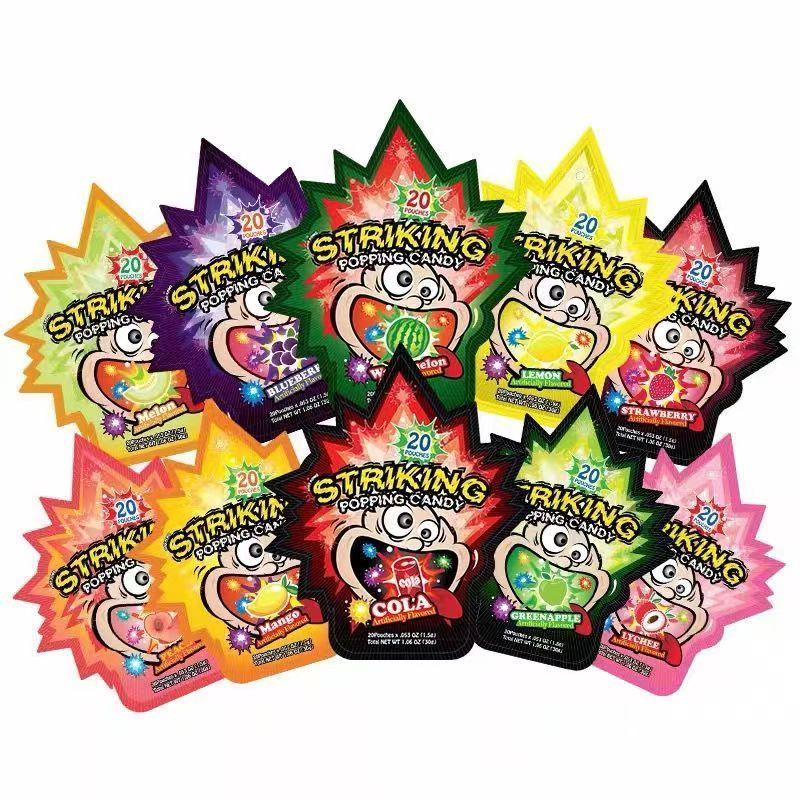 80 ซอง Hong Kong Suojin Strawberry Peach Watermelon Cola Flavour Popping Candy 30g7-2v