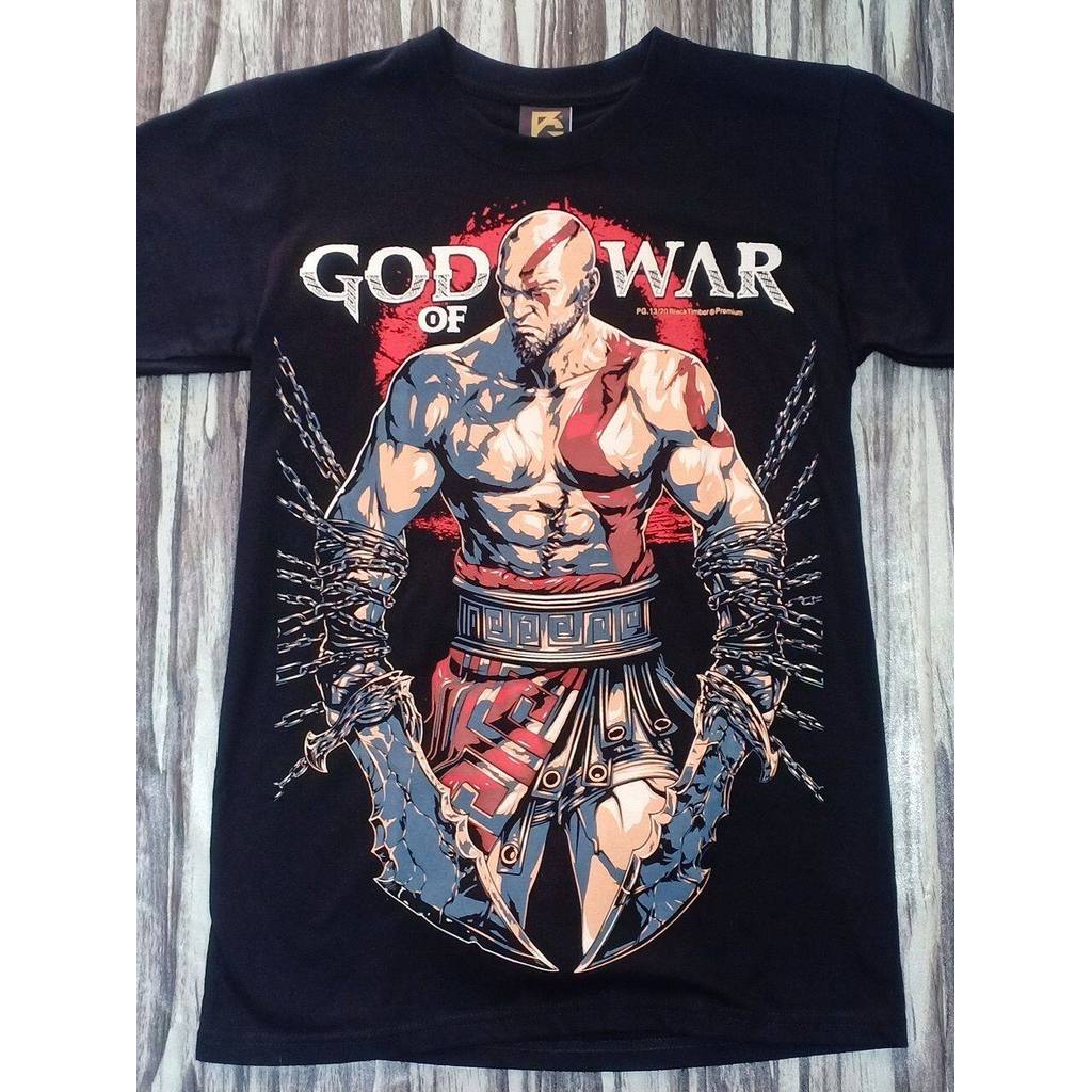 Pg13 เสื้อยืด Black Timber เกรดพรีเมี่ยม God of War Kratos Double Chained Blades of Chaos
