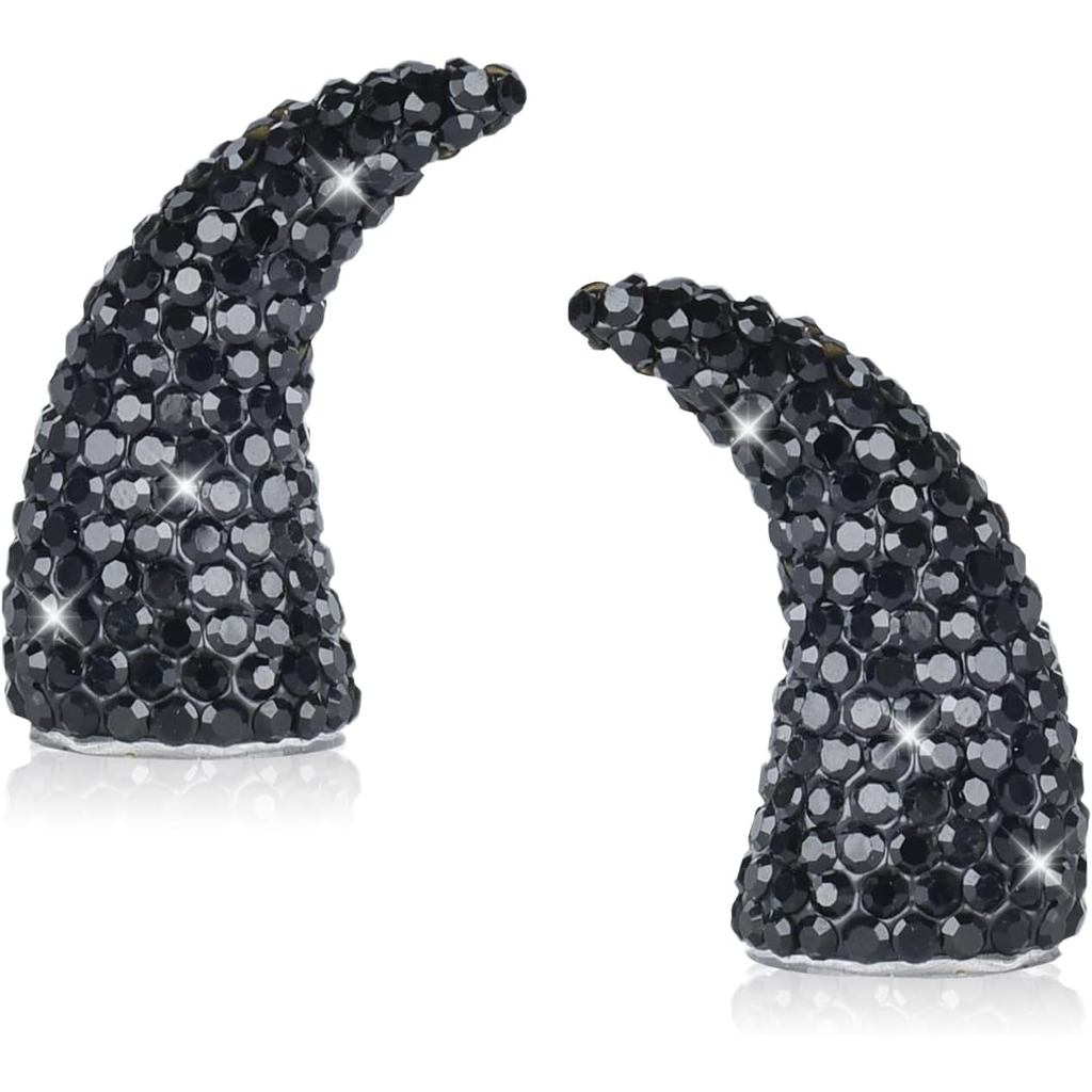 2 ชิ้น 3D Devil Horns คริสตัลตกแต่งรถ,น่ารัก Little Devil Horns Rhinestone เครื่องประดับสําหรับแดชบอ
