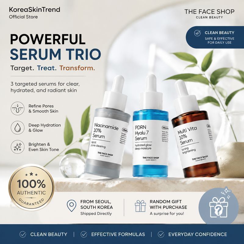 The Face Shop Serum Series 30ml - กระชับรูขุมขน, Vita 10% Brightening, PDRN Hyaluronic Acid 7 - 3 สี