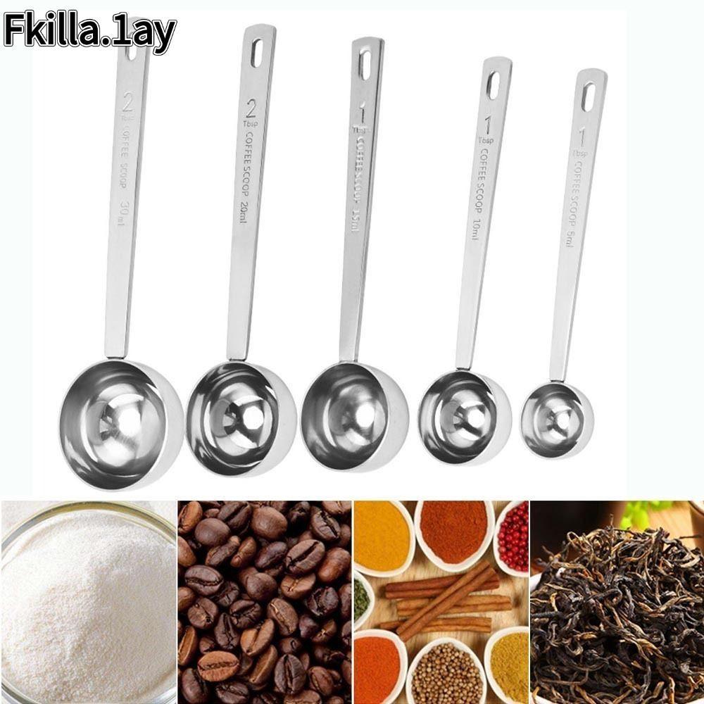 IFKILLA1 ช้อนตวง,5/10/15/20/30ML ที่ตักกาแฟสแตนเลส, ทนทานผสมช้อนผงข้นนมผง