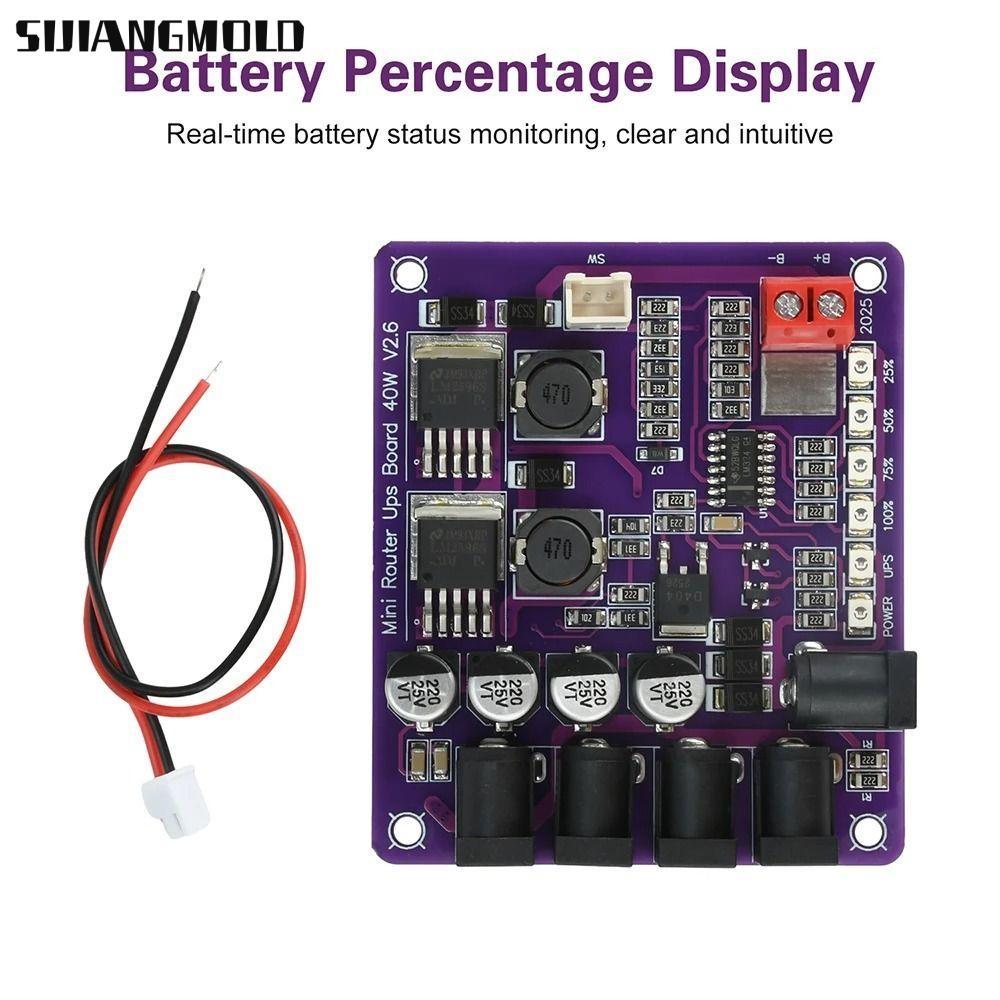 SIJIANGMOLD Mini Router UPS, เอาต์พุต 4 ทิศทาง DC 12.6V UPS Board, แหล่งจ่ายไฟมืออาชีพ 40W Step-Up D