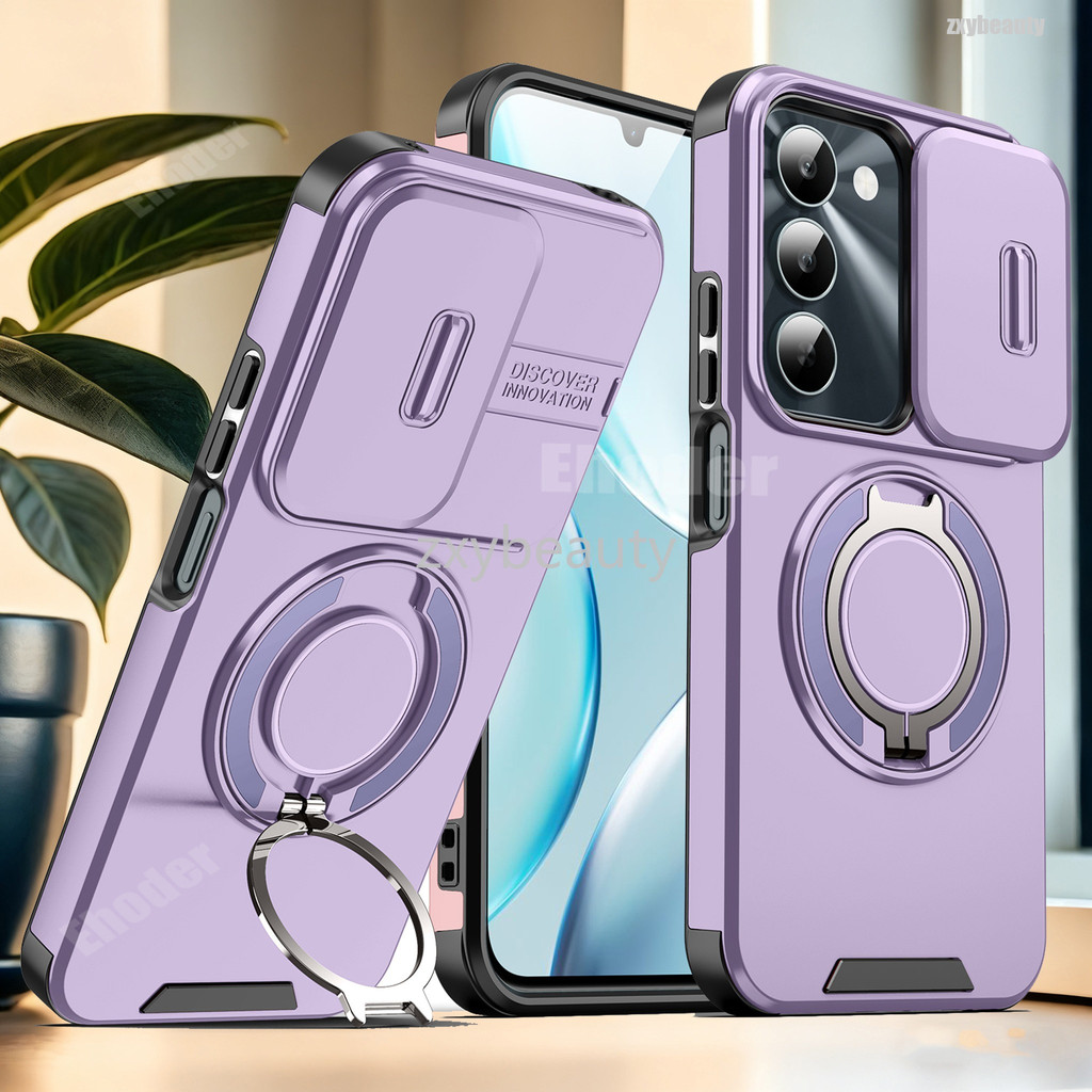 สําหรับRealme C100 C100i C83 C85 4G 5G 2026 กรณีเกราะกันกระแทกสไลด์ปลอกแม่เหล็กสําหรับRealmeC100 RealmeC83 แหวนป้องกันปกหลัง